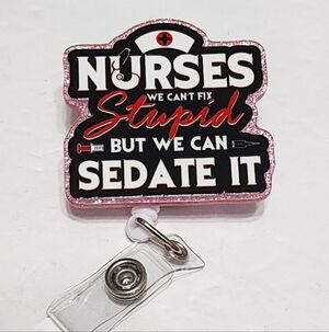 Nurse Funny Badge Reel‎ Medical ID Holder Retractable Clip Gift